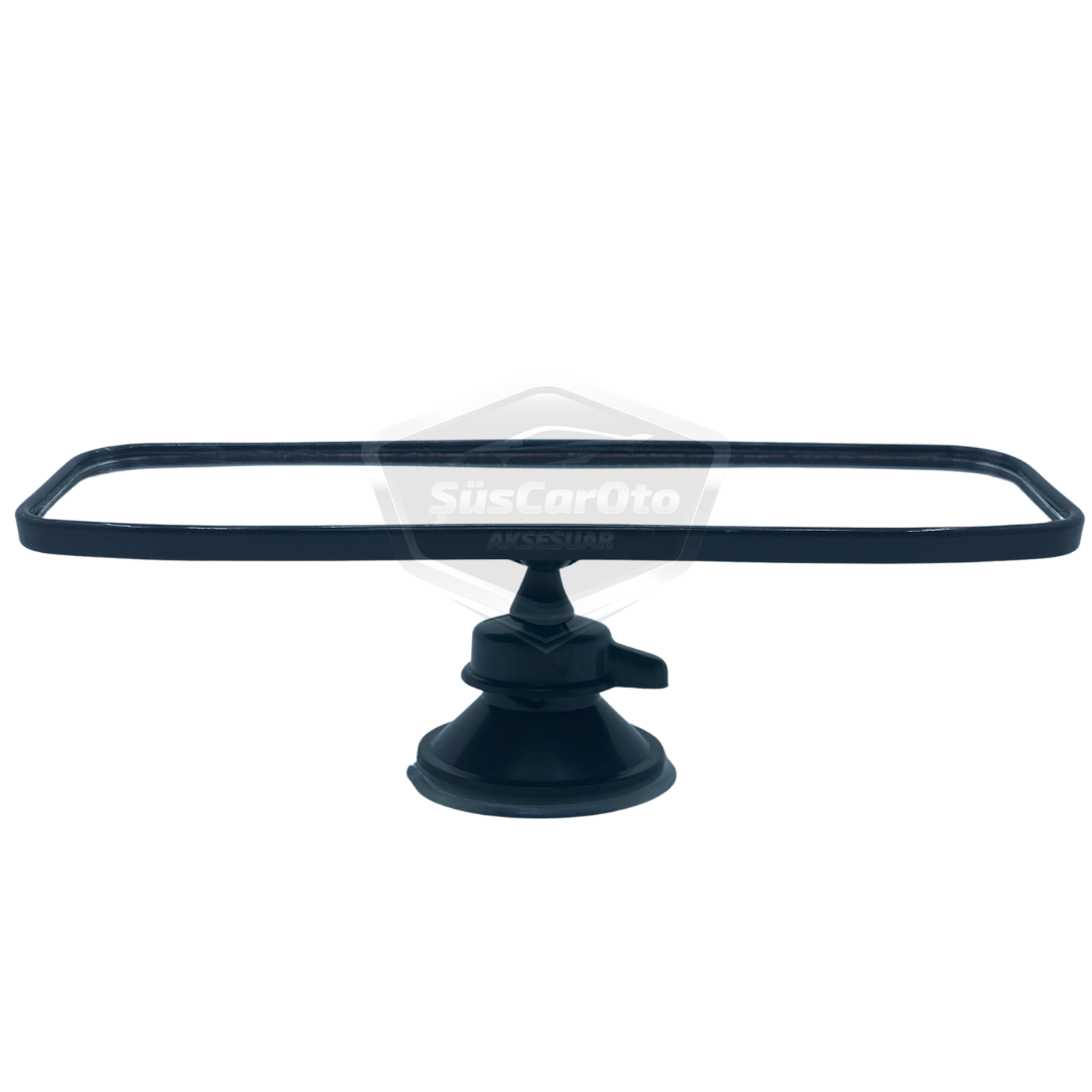 Her Araca Uyumlu Siyah Çerçeveli Dikiz Aynası 55 mm x 200 mm Vantuzlu İç İlave Ayna image 5