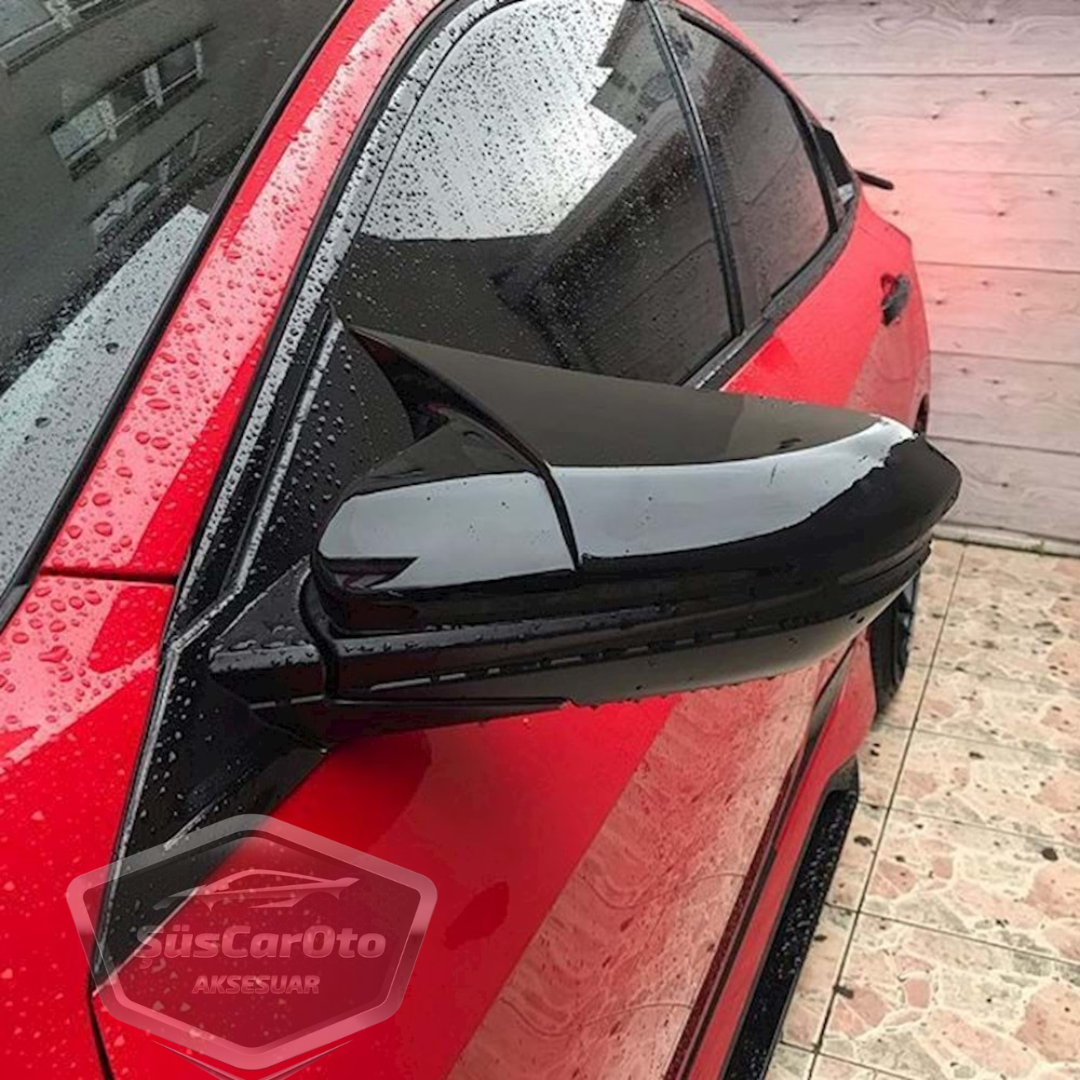 Honda Civic FC5 FK7 2016-2021 Batman Yarasa Ayna Kapağı Piano Black ABS Plastik image 1