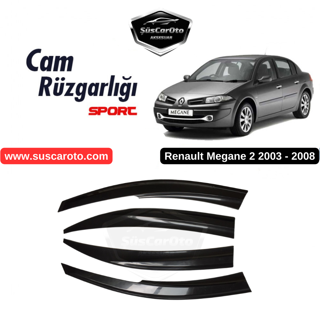 Renault Megane 2 2003-2008 Uyumlu Mugen Cam Rüzgarlığı Seti Piano Black 4'lü İthal image 0