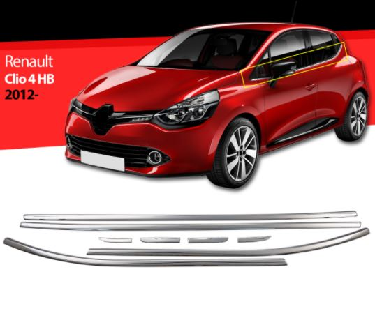 Renault Clio 4 Hb Krom Cam Çıtası 8 Parça 2012 ve Üzeri image 0