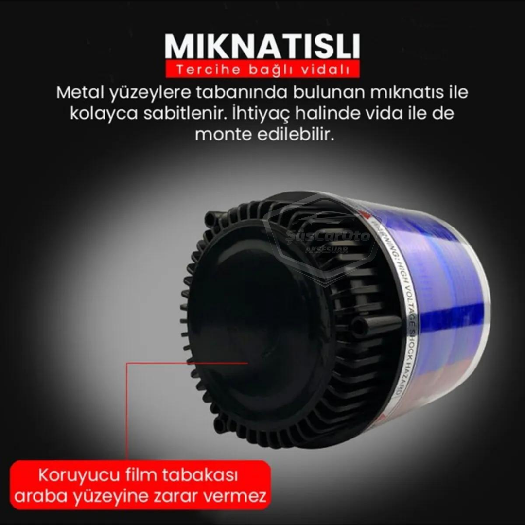 Mıknatıslı Çakarlı Tavan Tepe Lambası Yuvarlak Tip Off Road Ambulans İtfaiye Kurtarıcı Çakar Çakmaklık Girişli Su Geçirmez Turuncu 12-24V Tepe Çakar image 4