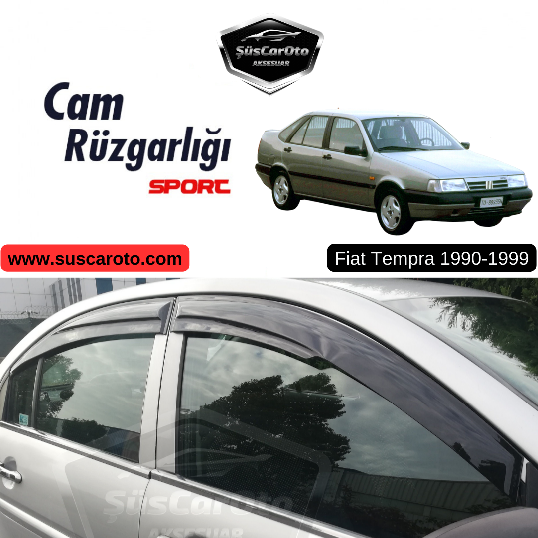Fiat Tempra 1990-1999 Uyumlu Mugen Cam Rüzgarlığı Seti Piano Black 4'lü İthal image 0