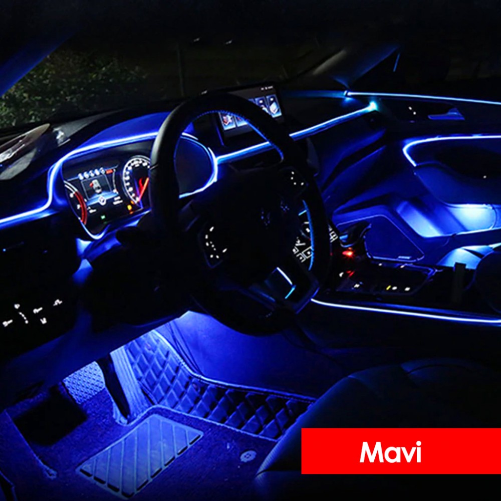 Araç Araba İçi Torpido Ledi Renkli İp Neon İp Led 2 Metre image 2
