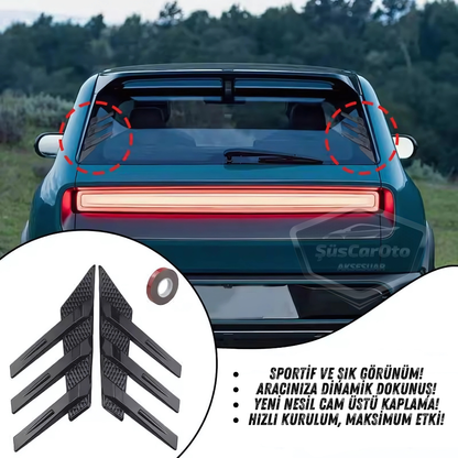 3D Sportif Üniversal Her Araca Uyumlu Arka Cam Havalandırma Venti Air Scoop İthal Dekor Ventil 2 Parça Siyah Sağ Sol Takım image 6