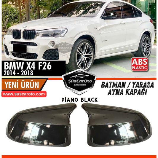 BMW X4 F26 2014-2018 Uyumlu Batman Yarasa Ayna Kapağı Piano Black ABS Plastik Sağ Sol Takım image 0