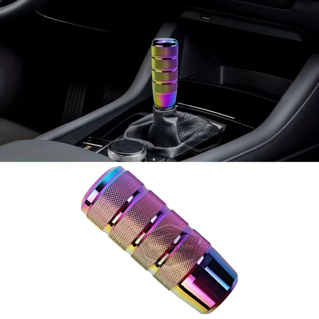 Üniversal 9.5 cm JDM Metal Spor Görünümlü Vites Topuzu Aparatlı Alüminyum Alaşım Otomatik-Manuel Yarış Vites Kolu Bukalemun Neo Krom image 4