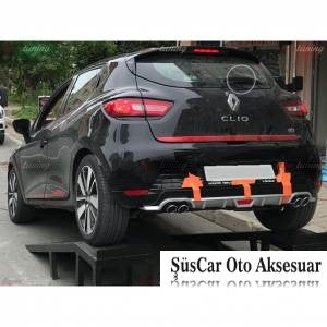 Renault Clio IV 4 Çıkışlı Egzoz Görünümlü Difüzör Arka Tampon Eki image 3