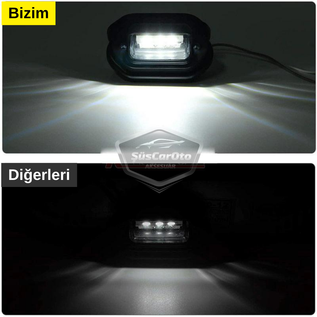 Üniversal Plaka Lambası 6 Led Güçlü Işık Su Geçirmez Krom Araç Plaka Işığı Ultra Parlak Oto Aydınlatma 12/24V 2 Adet image 3