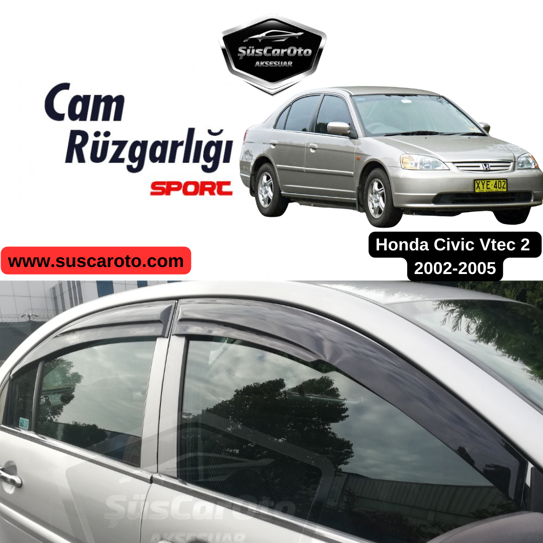 Honda Civic Vtec2 2002-2005 Uyumlu Mugen Cam Rüzgarlığı Seti Piano Black 4'lü İthal image 0