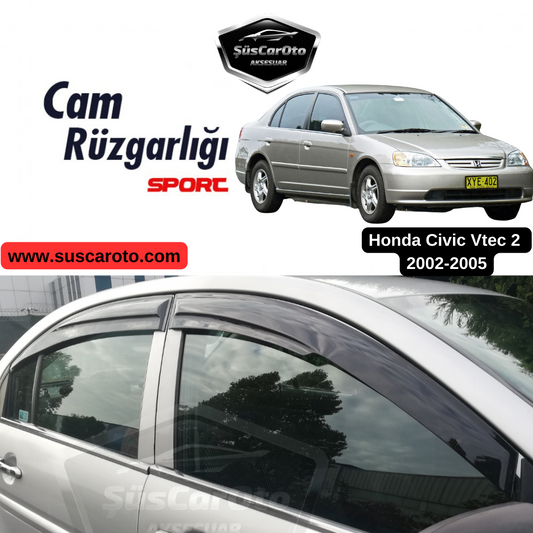 Honda Civic Vtec2 2002-2005 Uyumlu Mugen Cam Rüzgarlığı Seti Piano Black 4'lü İthal image 0