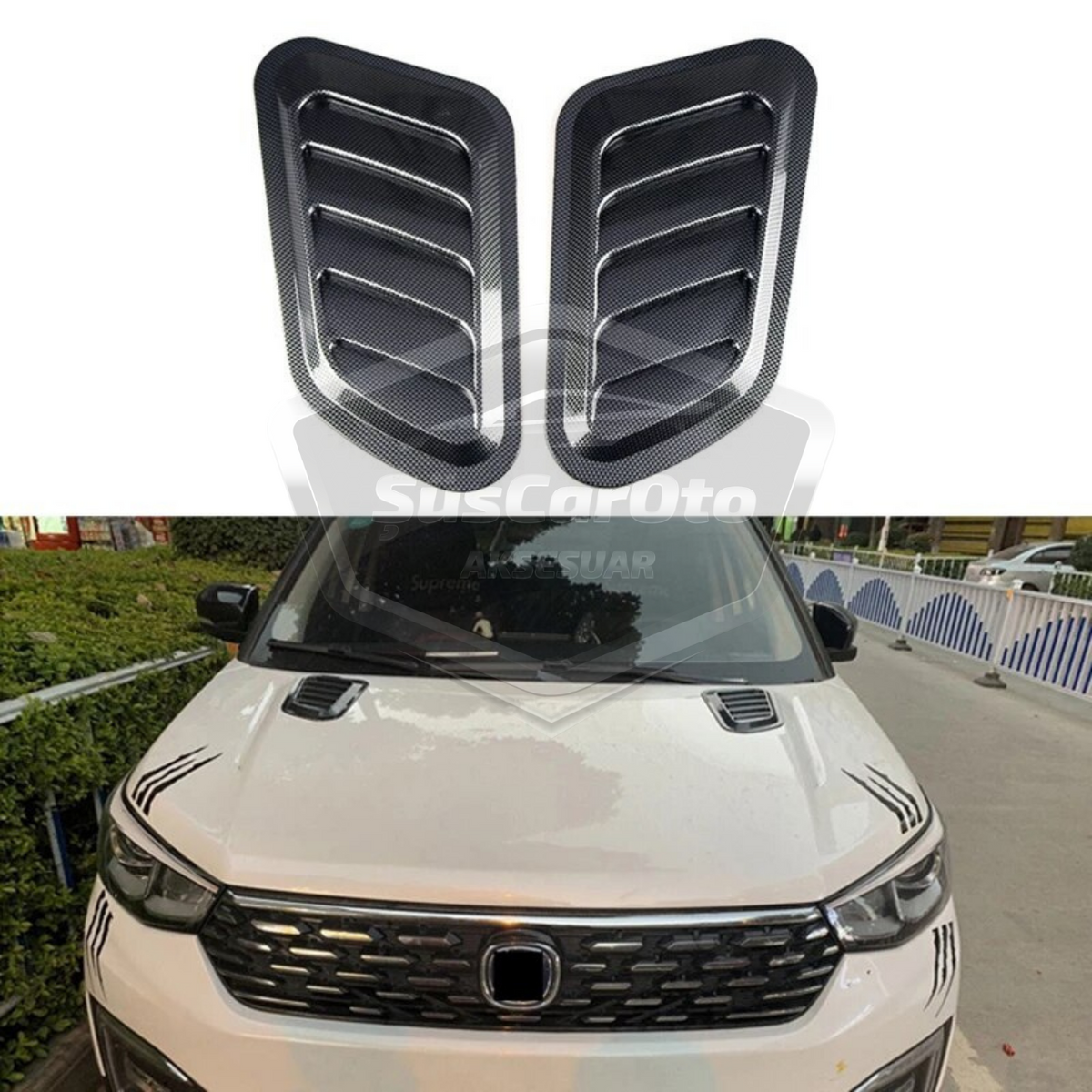 Universal Karbon Kaput Üstü Havalandırma Izgarası Venti Universal Air Scoop 2'li image 2