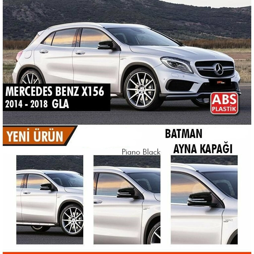Mercedes Benz GLA X156 2014-2019 Batman Yarasa Ayna Kapağı Piano Black ABS Plastik image 0