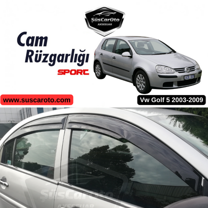 Vw Golf 5 2003-2009 Uyumlu Mugen Cam Rüzgarlığı Seti Piano Black 4'lü İthal image 0