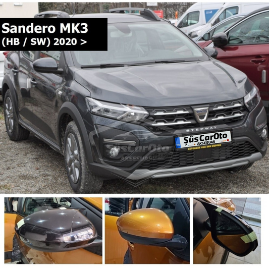 Dacia Sandero Mk3 2020 Sonrası Uyumlu Batman Yarasa Ayna Kapağı Piano Black ABS Plastik image 0