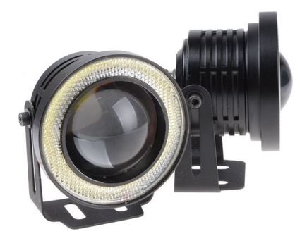 Üniversal Mercekli Angel Sis Farı Metal Su Geçirmez 89 mm Sarı Halkalı Angel Eyes image 3