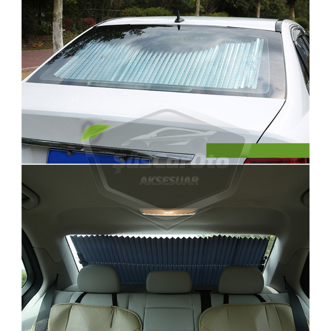 Oto Katlanır Akordiyon Güneşlik Ön Arka Cam Gölgelik Metalize Trapez Sürgülü Yeni Nesil Güneş Koruyucu Oto Araba Suv Tır 70 cm x 150 cm image 7