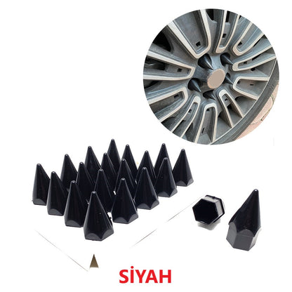 Sivri Mermi Bijon Kapağı Sökme Aparatlı 20 li Set 17 mm-19 mm SİYAH image 0
