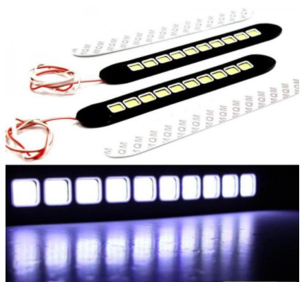 Carub 10 Led Gündüz Ledi Lamba 12V Sıralı Cob Elastik Beyaz 2 Adet image 1