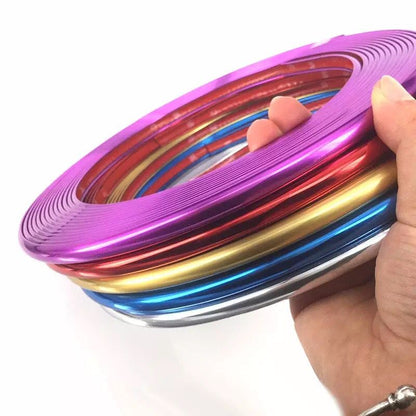 Araç Araba Oto Jant Fitili Metal Görünümlü Lastik Jant Trim Bandı Jant Şeriti 8 Metre Kırmızı image 5