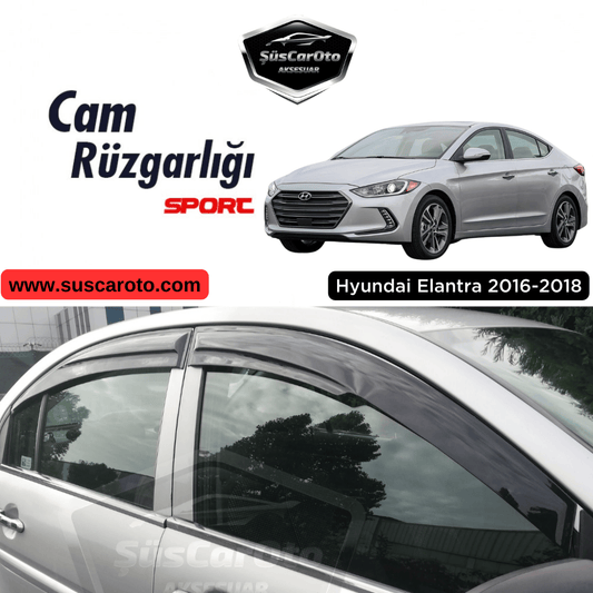 Hyundai Elantra 2016-2018 Uyumlu Mugen Cam Rüzgarlığı Seti Piano Black 4'lü İthal Parlak Siyah image 0