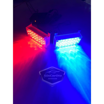 96 Led 3 Modlu Panjur İçi Çakar Led Panjur Arası Çakar Kırmızı Mavi 48x2 Led Lamba Flaşlı Polis Işığı 12V image 7
