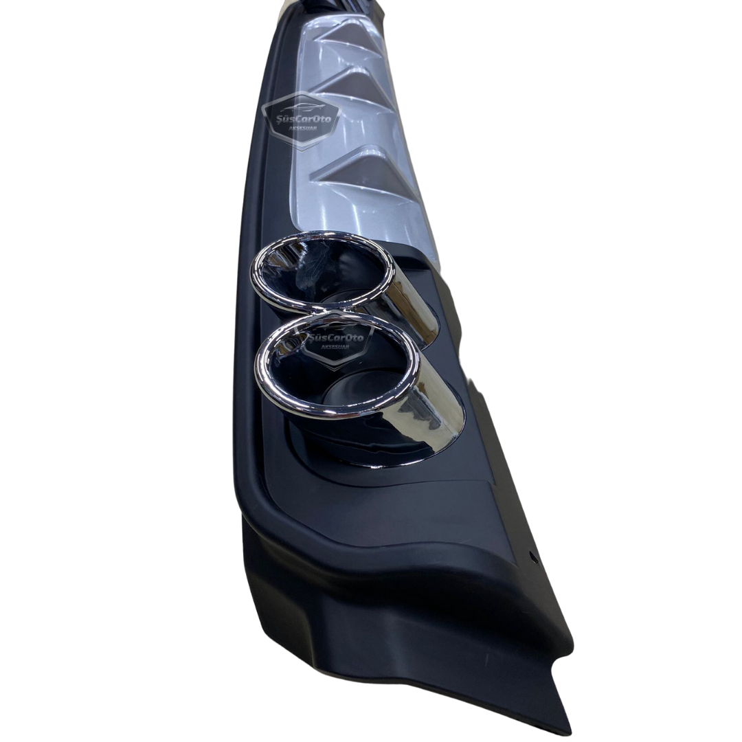 Fiat Egea Sedan 2015 Sonrası Araca Özel Siyah Arka Difüzör 4 Krom Egzoz Çıkışlı Arka Tampon Eki İthal 1.Sınıf image 9