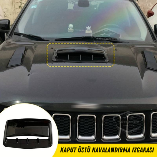 Üniversal Her Araca Uyumlu Geniş Midi Boy Kaput Üstü Havalandırma Izgarası Tavan Vent Air Scoop İthal Shark Tip 42 x 25 cm image 0