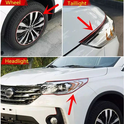 Araç Araba Oto Jant Fitili Metal Görünümlü Lastik Jant Trim Bandı Jant Şeriti 8 Metre Kırmızı image 8