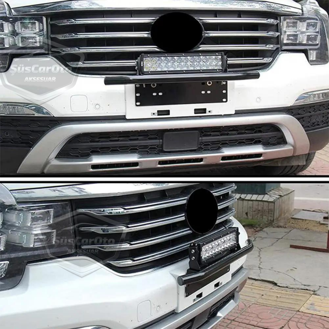 Her Araca Uyumlu Plaka Altlığı ve Koruma Demiri Sis Ayağı SUV 4X4 Off Road Led Montaj Braketi Plakalık Led Bağlantı Ayağı Krom image 9