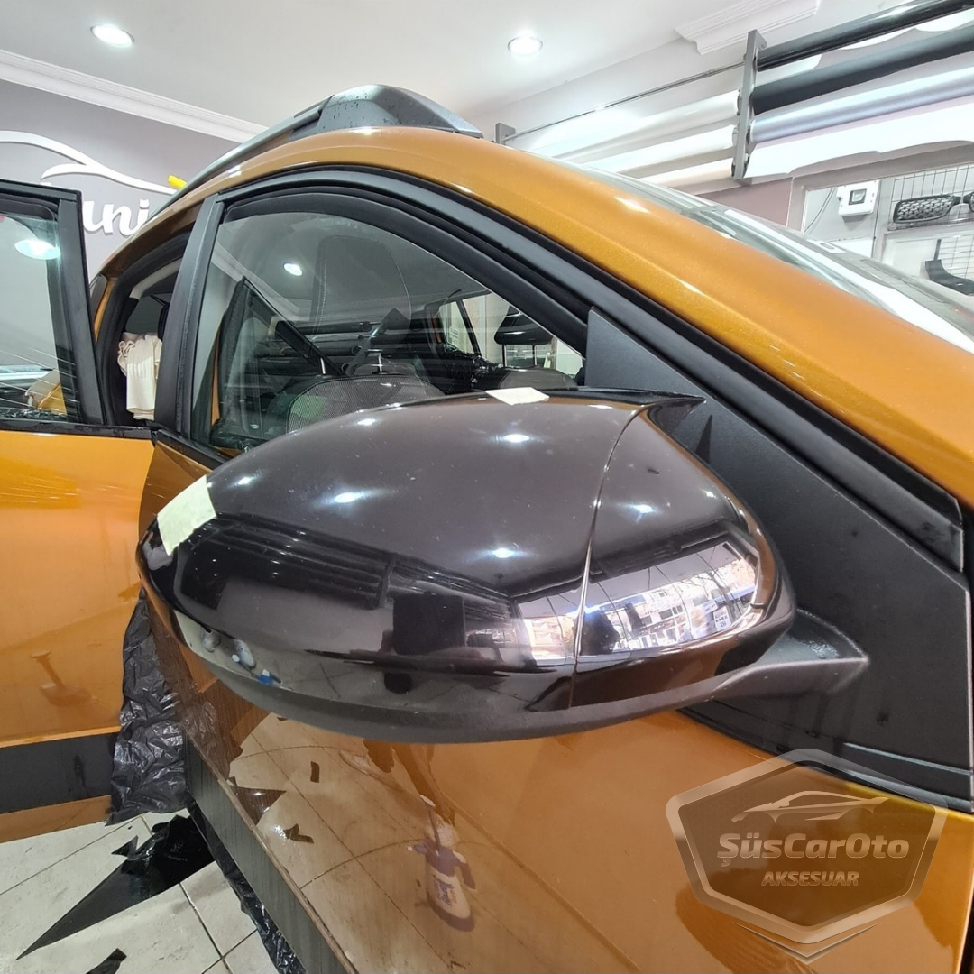 Dacia Sandero Mk3 2020 Sonrası Uyumlu Batman Yarasa Ayna Kapağı Piano Black ABS Plastik image 1