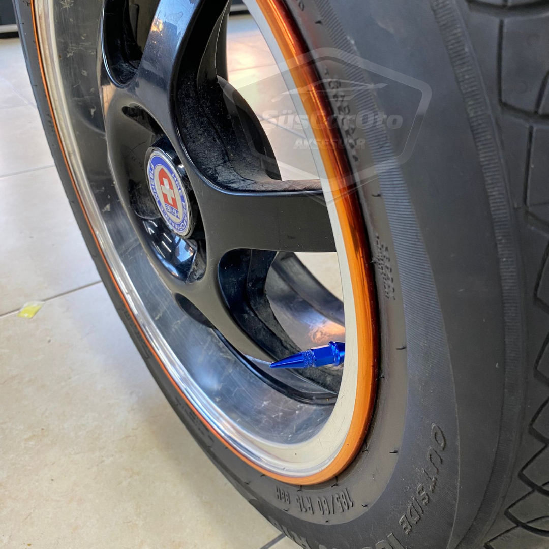 Sivri Sibop Kapağı Mermi Sibop Kapağı Araba Motosiklet Bisiklet Metal 4 lü Set Mavi image 2