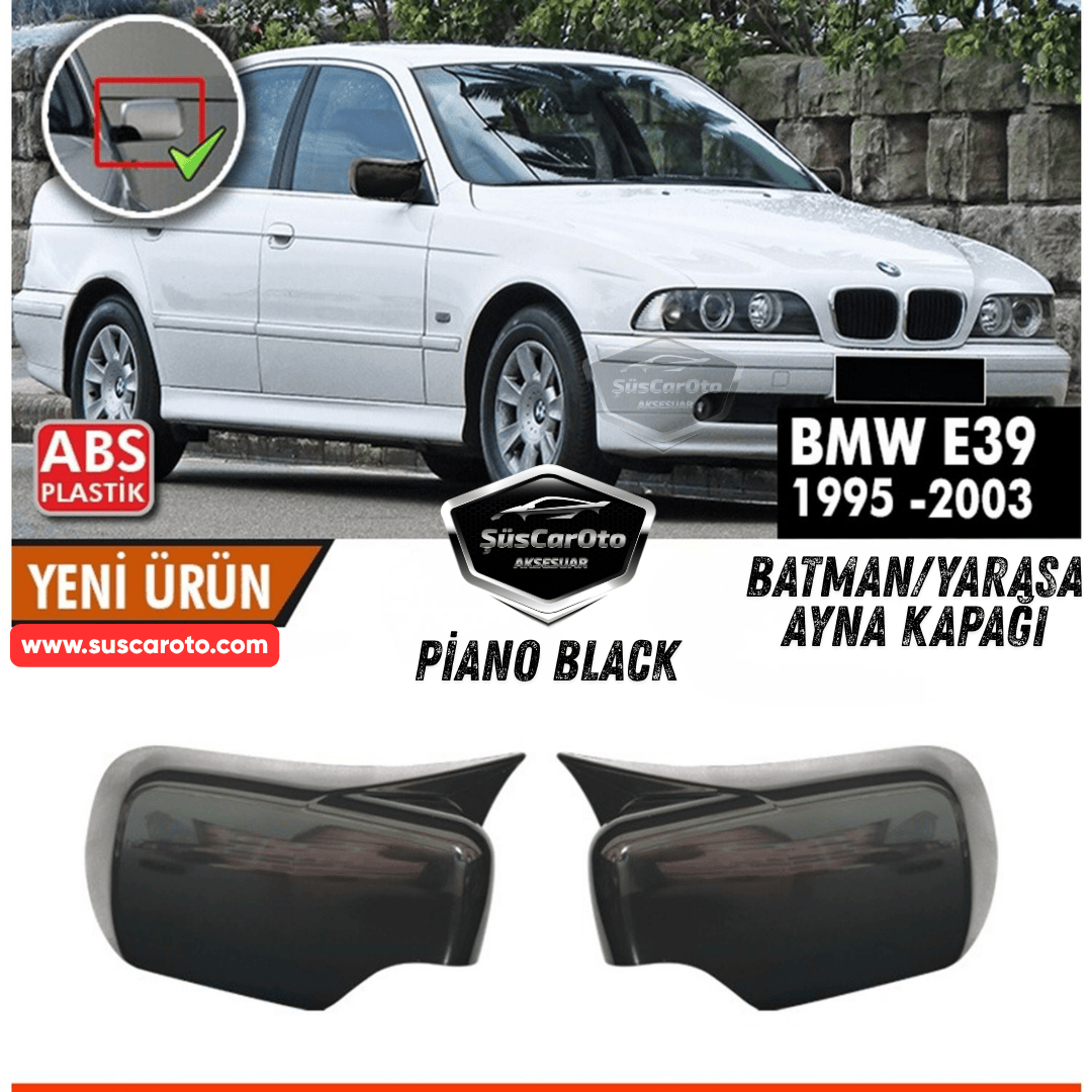 BMW 5 Serisi E39 1995-2004 Uyumlu Batman Yarasa Ayna Kapağı Piano Black ABS Plastik Sağ Sol Takım image 0
