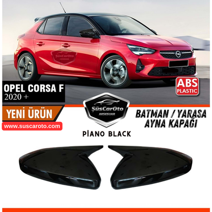 Opel Corsa F 2019 Sonrası Uyumlu Batman Yarasa Ayna Kapağı Piano Black ABS Plastik Sağ Sol Takım image 3