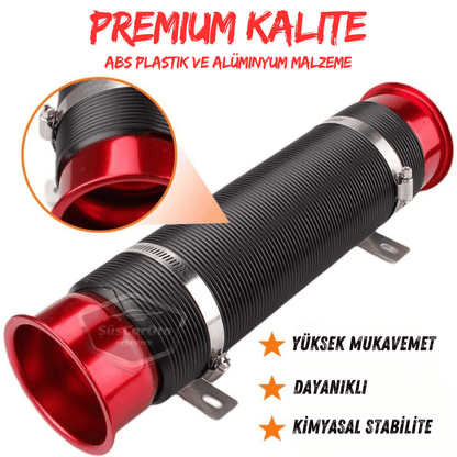 Universal Akordiyon Açık Hava Filtre Borusu Performans ve Ses Arttırıcı Uzayan Esnek Hortum 75 mm Hava Filtre Uzatma Sprali Kırmızı image 0