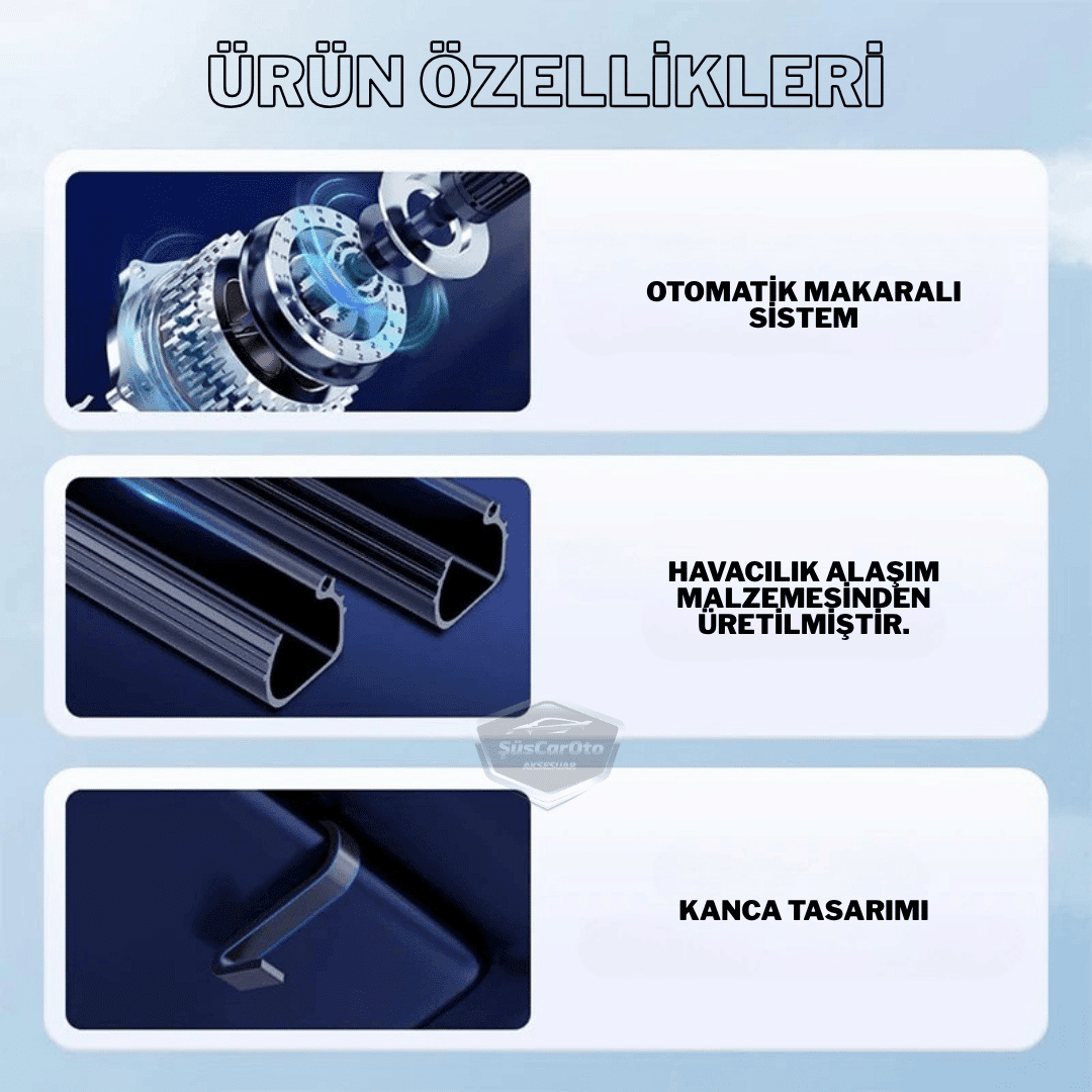 Universal Oto Katlanır Stor Perde Güneşlik Ön Arka Cam Gölgelik Otomatik Sürgülü Yeni Nesil Güneş Koruyucu Oto Araba Suv Tır 73 cm x 105 cm 2 Adet image 7