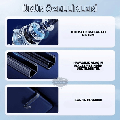Universal Oto Katlanır Stor Perde Güneşlik Ön Arka Cam Gölgelik Otomatik Sürgülü Yeni Nesil Güneş Koruyucu Oto Araba Suv Tır 73 cm x 105 cm 2 Adet image 7