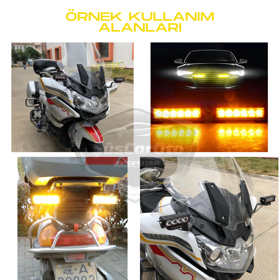 Profesyonel 6 Led Panjur İçi Tavan Tepe Çakar Lamba 4 lü Turuncu Ayaklı 12/24 Volt Off Road Ambulans İtfaiye Kurtarıcı Motosiklet Çakar Lamba İkaz Lambası Metal 9 Modlu Uyarı Işığı image 5