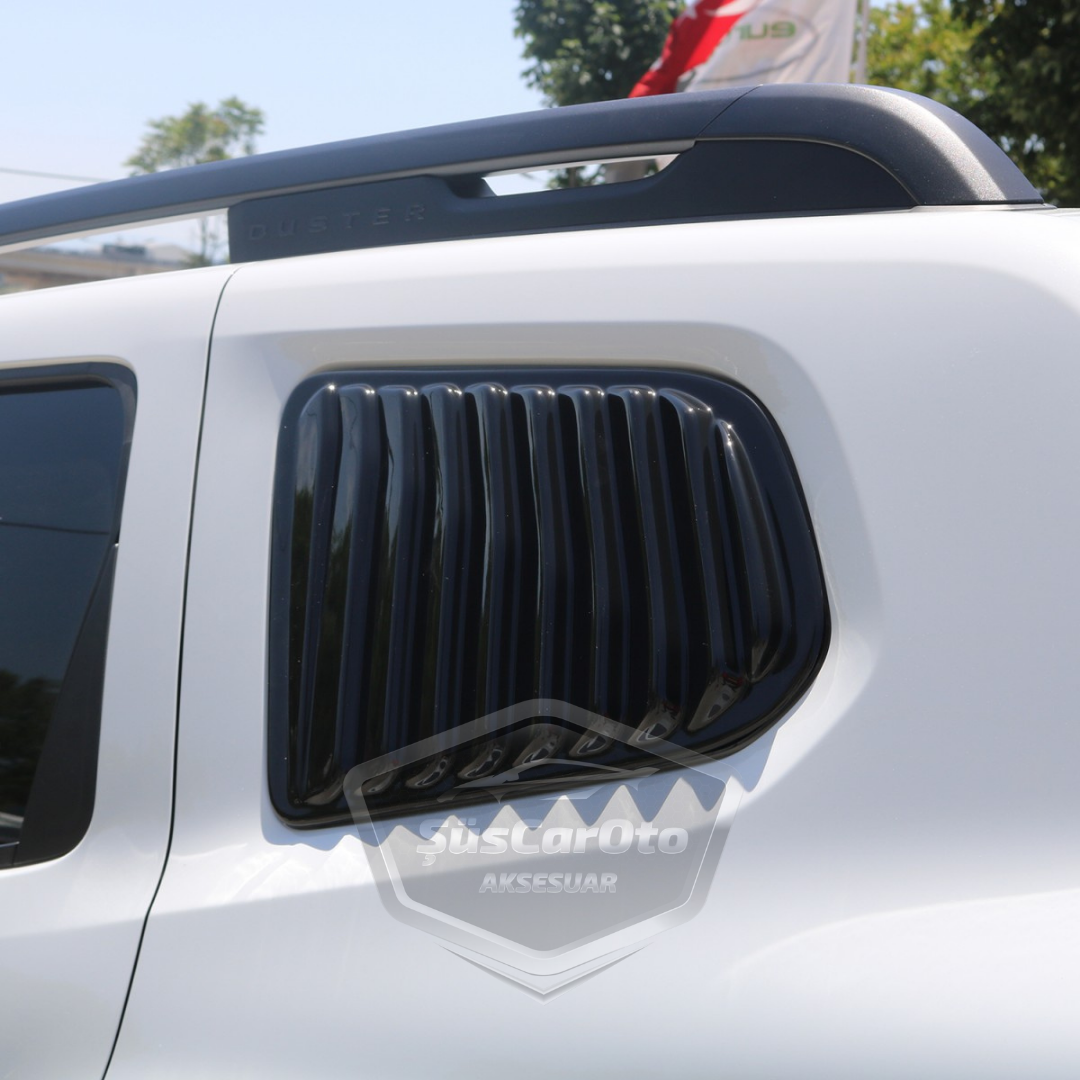 Dacia Duster 2018 Sonrası Uyumlu Kelebek Cam Izgarası Kelebek Cam Vizörü Havalandırma Sağ Sol Takım Parlak Siyah image 1