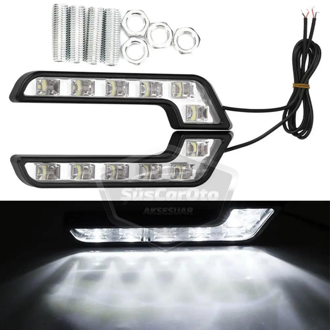 Üniversal 6 Led Mercedes Tip Gündüz Ledi Araba Gündüz Farı Araç Oto DRL Led Lamba Güçlü Işık 12V Su Geçirmez Beyaz 2 Adet image 4