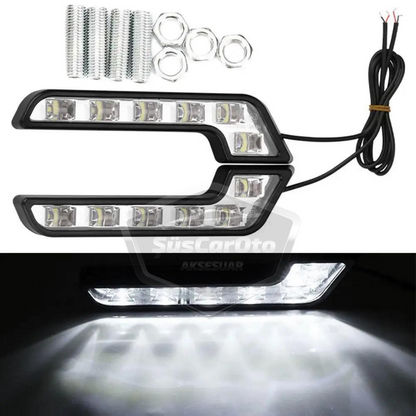 Üniversal 6 Led Mercedes Tip Gündüz Ledi Araba Gündüz Farı Araç Oto DRL Led Lamba Güçlü Işık 12V Su Geçirmez Beyaz 2 Adet image 4