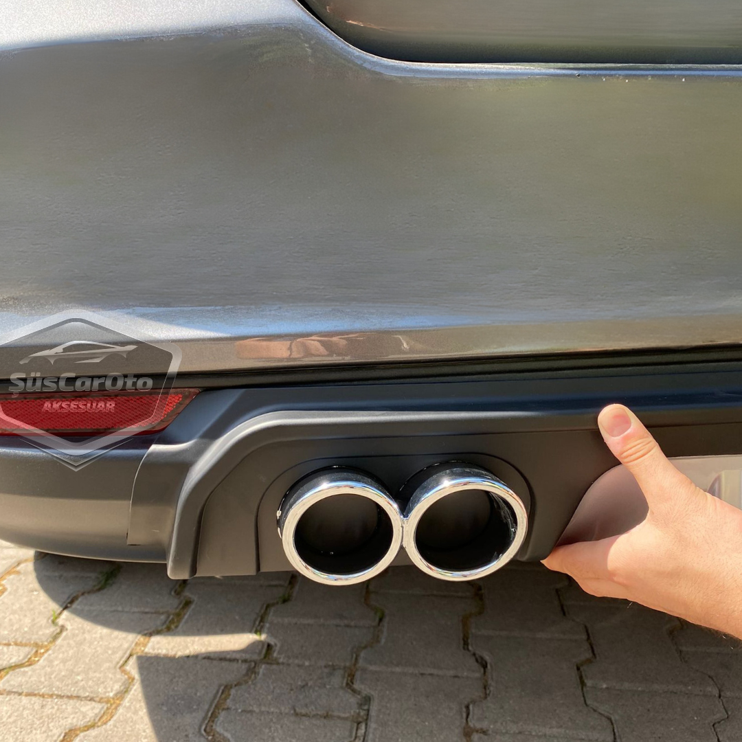 Fiat Egea Sedan 2015 Sonrası Araca Özel Siyah Arka Difüzör 4 Krom Egzoz Çıkışlı Arka Tampon Eki İthal 1.Sınıf image 7
