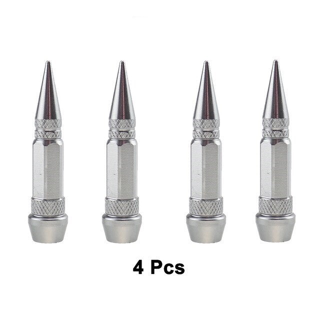 Sivri Sibop Kapağı Mermi Sibop Kapağı Araba Motosiklet Bisiklet Metal 4 lü Set Gümüş Krom image 6