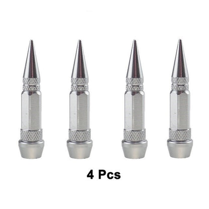 Sivri Sibop Kapağı Mermi Sibop Kapağı Araba Motosiklet Bisiklet Metal 4 lü Set Gümüş Krom image 6