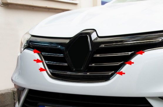 Renault Megane 4 Krom Ön Panjur Çıtası 5 Parça Paslanmaz Çelik image 4