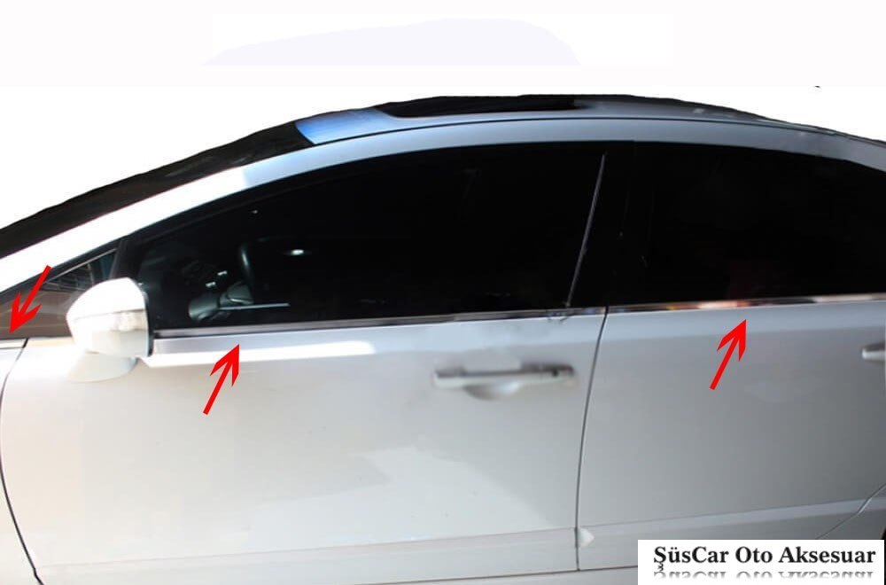 Honda Civic 2006-2011 Sedan Krom Cam Çıtası 4 Kapı 6 Parça P.Çelik image 1