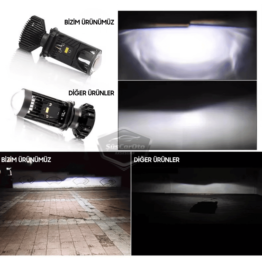 H4 Lazer Mercekli Far Ampulü Ufuk Çizgili Otomobil Araç Motosiklet Uyumlu Profesyonel Mini Projektör LED Beyaz Led Xenon Lamba Şimşek Etkili Uzun Kısa 2 Adet 9/36v image 6