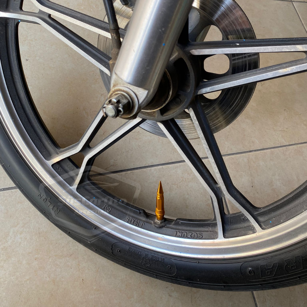 Sivri Sibop Kapağı Mermi Sibop Kapağı Araba Motosiklet Bisiklet Metal 4 lü Set Altın Sarı image 4