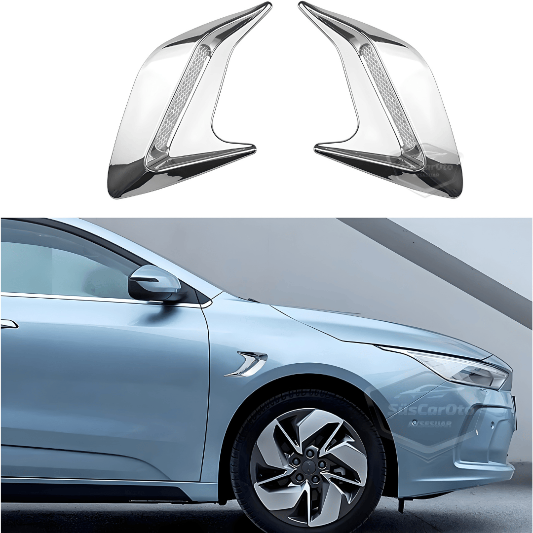 Üniversal Krom Kaput Çamurluk Venti Izgarası Sağ Sol 2 Adet Mini Scoop Vent Spor Görünümlü 1.Sınıf İthal Sağ Sol 2 Adet Silver Gümüş ONP165 image 2