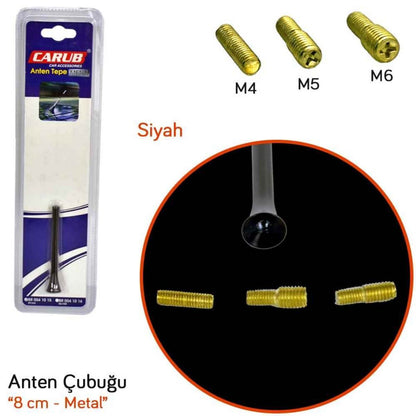 Carub Üniversal Tepe Anten Çubuk Metal 8 cm Siyah image 1