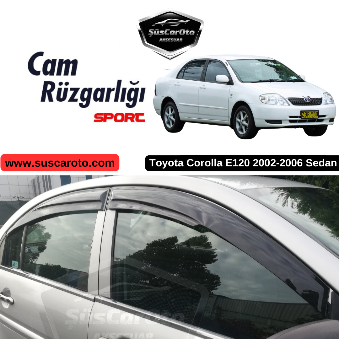 Toyota Corolla E120 2002-2006 Sedan Uyumlu Mugen Cam Rüzgarlığı Seti Piano Black 4'lü İthal image 0